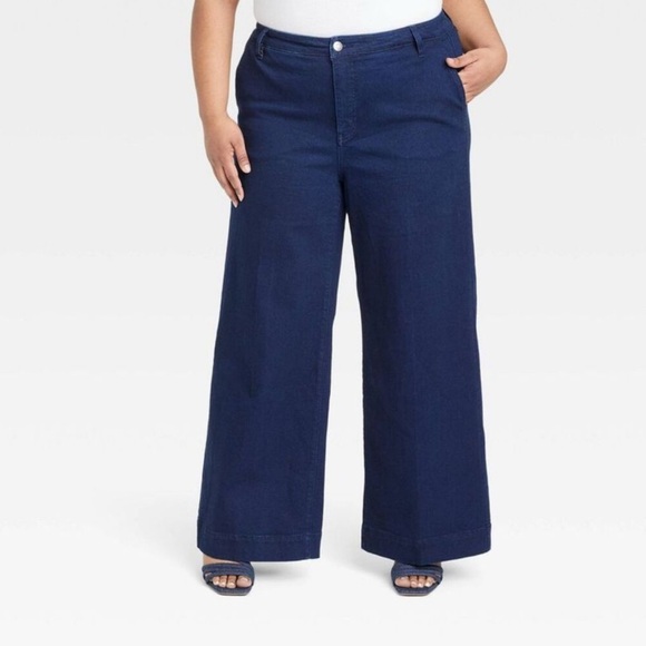 NWT Ava & Viv Dark Wash Wide-Leg Pants - Picture 2 of 6